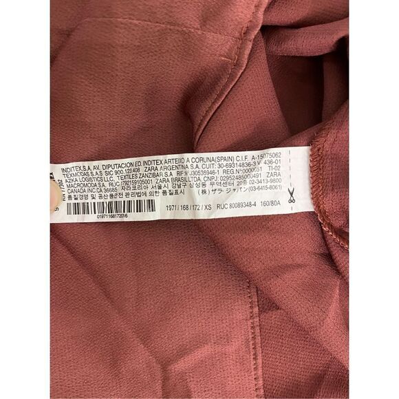ZARA Maroon Long Sleeve Dress Size XS - Picture 3 of 5